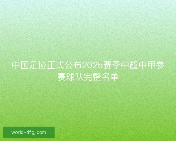 中国足协正式公布2025赛季中超中甲参赛球队完整名单