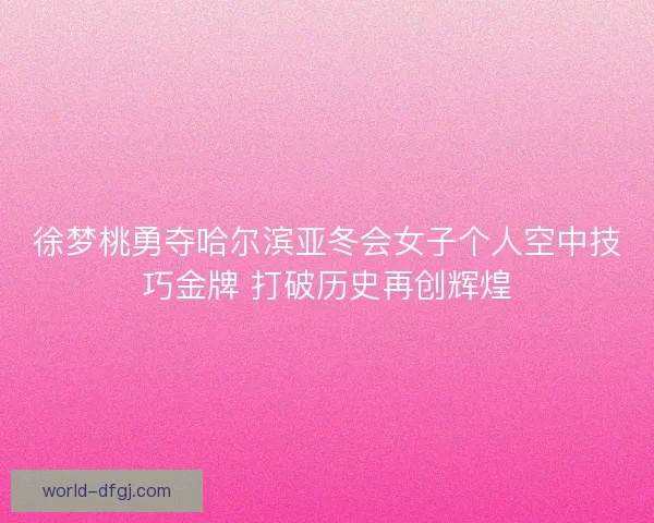 徐梦桃勇夺哈尔滨亚冬会女子个人空中技巧金牌 打破历史再创辉煌 徐梦桃勇夺哈尔滨亚冬会女子个人空中技巧金牌 打破历史再创辉煌